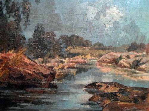 Eustace Gundersen - Mountain stream - Stunning oil - bid now!!